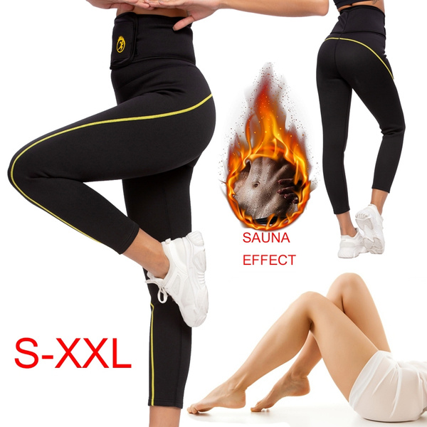 Women's Neoprene Sauna Sweat Suit Tummy Control Belly Wrap Pants Sport  Slimming Outdoor Fat Burner for Weight Loss Ankle Trousers