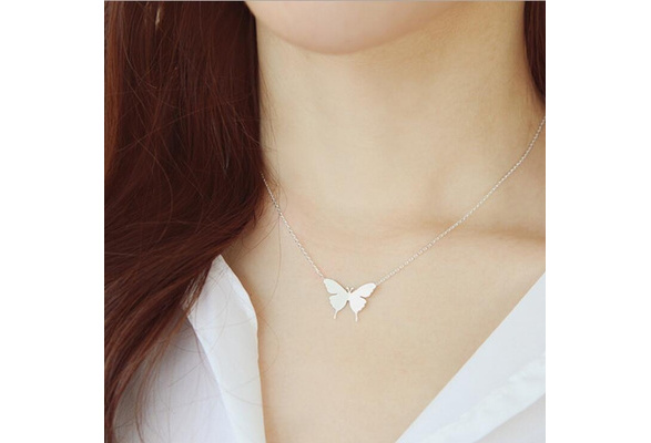 Wish Butterfly Pendant Necklace —