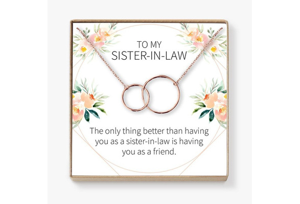 2 Interlocking Circles Bridesmaid Rehearsal Dinner Wedding Gift Sister in Law Gift Necklace: Sister of The Groom Thank You Bridal Shower