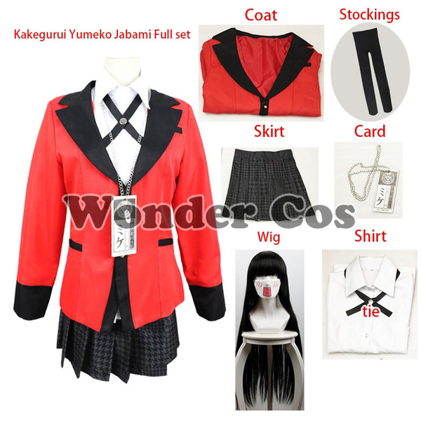 Anime Kakegurui Jabami Yumeko Cosplay Costume Japanese Red Full