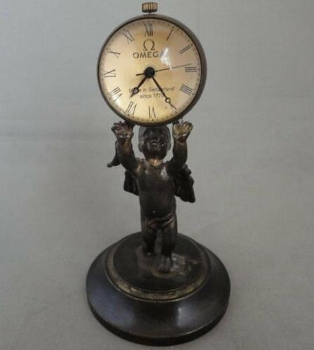 Antique Vintage Bronze sculpture exquisiteness angel mechanical ball clock 