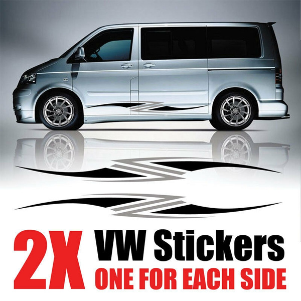 hoe vaak jas Frustratie x2 VW Transporter Graphics stripes Camper Van Decals Stickers T4 T5 Caddy  rv49 | Wish
