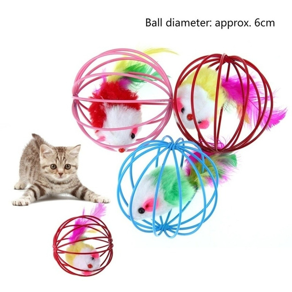 cat toy mouse in ball