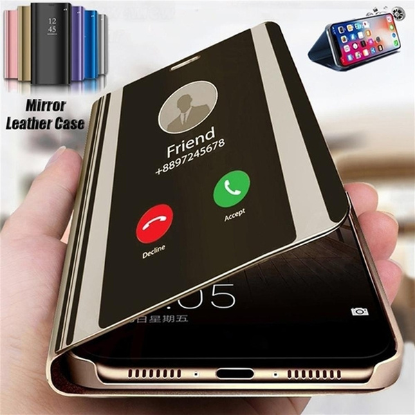Luxury Slim Smart Clear View Plating Mirror Flip Phone Case For Samsung Galaxy A40 Pu Leather With Pc Protector Book Cover A10 A20 A30 A50 A70 M30 M20 Samsung Galaxy A40 Flip Pu Leather, How To Mirror Samsung A50 Pc