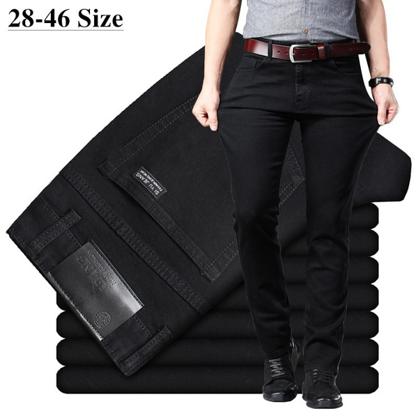 Men's Classic Black Jeans Advanced Stretch Regular Fit Denim Jean Trousers  Male Plus Size 40 42 44 46