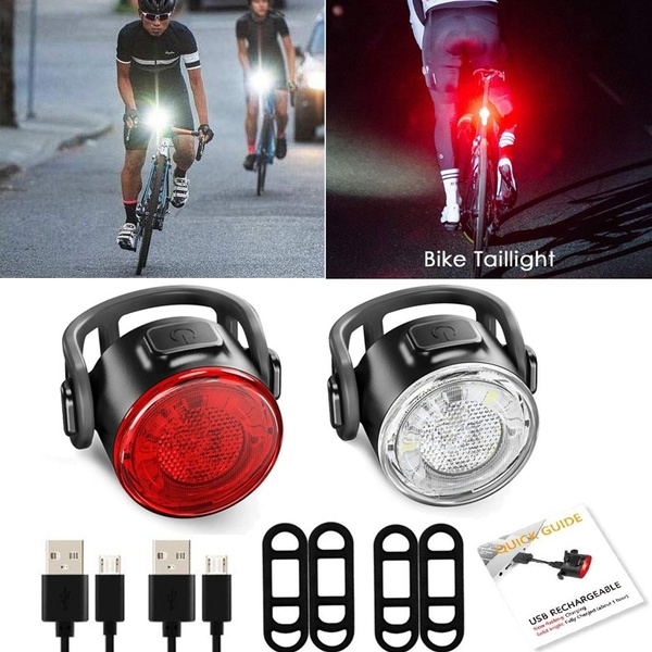 MTB Bikes Bicycle Cycling USB Rechargeable LED Head Front Light Rearail 