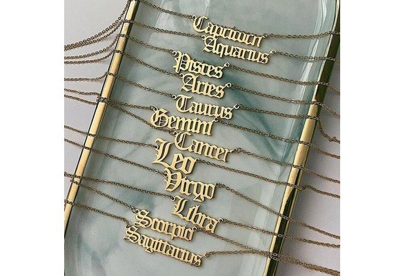 Zodiac Word Pendant Necklace 