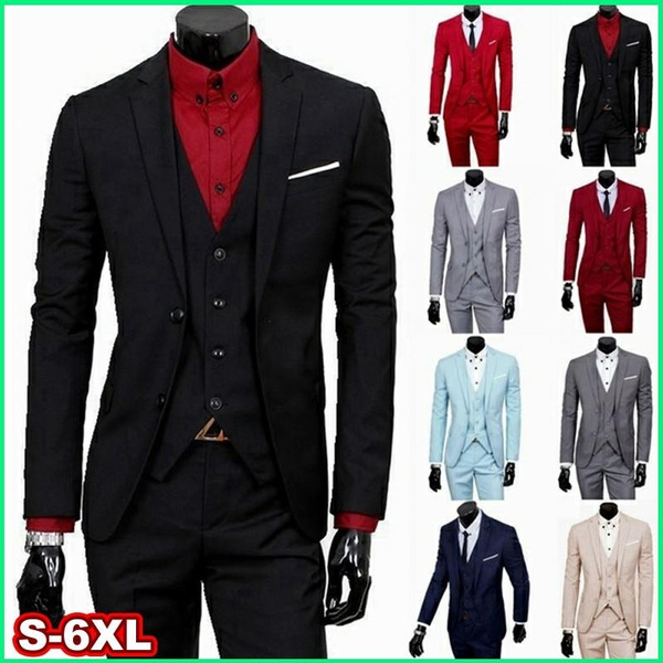 Men's New 2020 Three-piece Suit (Coat + Vest + Pants) Suit Casual ...