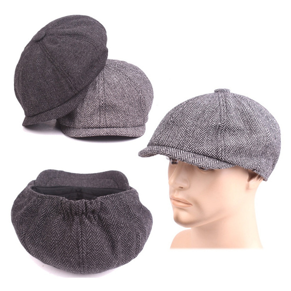 Flat Brim Beret Hat Vintage Newsboy Cap 