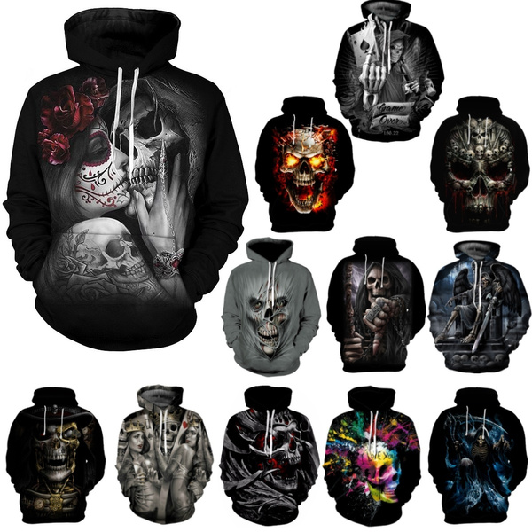 skull print hoodie