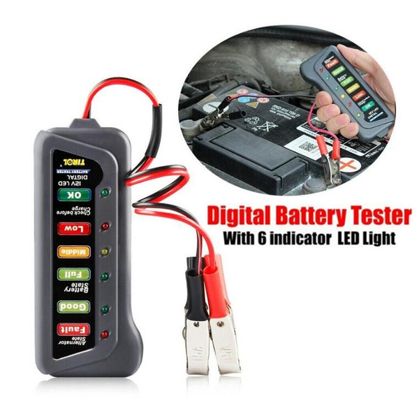 Digital Battery Tester Alternator for Vehicles with 6 LED Lights