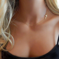 goldchainnecklace, Cross necklace, gold, Simple