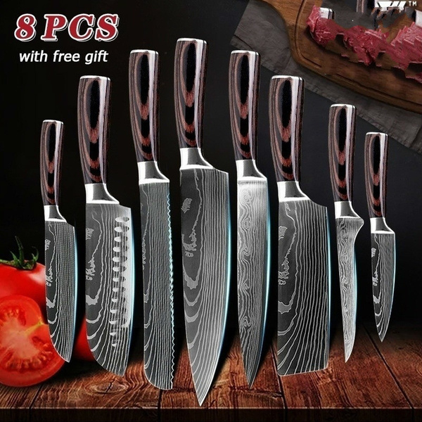Kitchen Knives 8 Set Professional Kitchen Chef Knives Damscus Chef Knifes Tools 