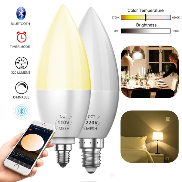 RGBWWCW Smart Wireless WiFi/Bluetooth LED Down Light Candle Bulb Lamp Spotlight 