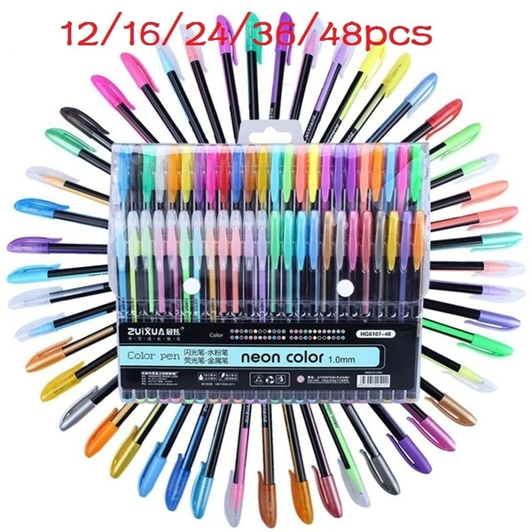 12/18/24/36/48 Colors 1.0mm Gel Pens Set Metallic Pastel Neon Glitter  Sketch Drawing Color Pen Manga Markers School Stationery