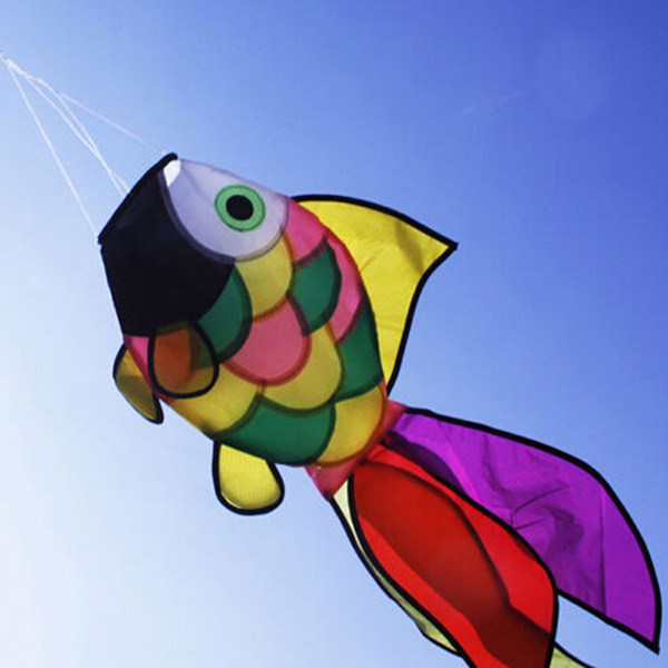 2x Rainbow Fish Kite Windsock Outdoor Garden Decor Kids Kite Flying Game Toy 