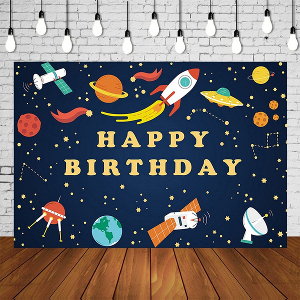 Boy Astronaut Theme Birthday Party Backdrops Interstellar Space Rocket Banner Studio Photo Background Celebrating Decor Poster Wish