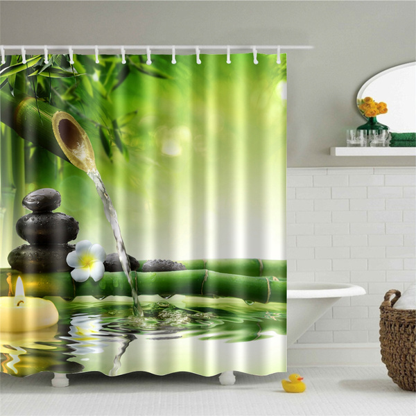 71 71inch Waterproof Zen Bamboo Shower, Zen Shower Curtain