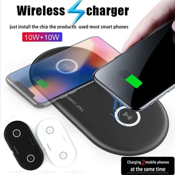 Qi Wireless Charger Dual Phone Charging Mat Pad For iPhone XS Samsung S9