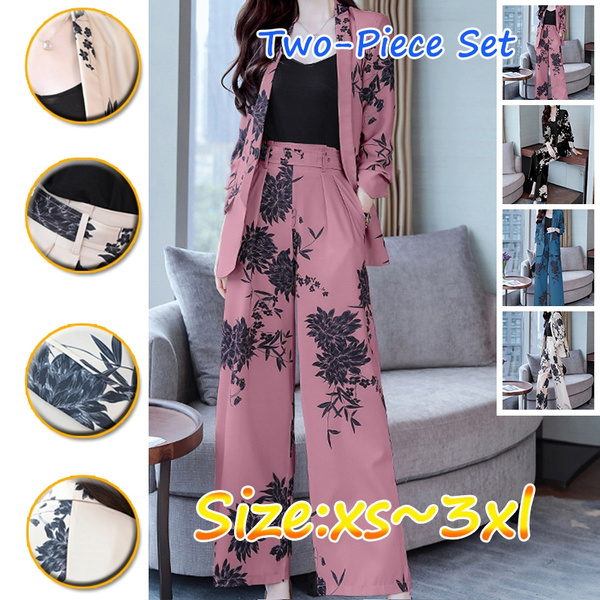 womens floral print pant suit