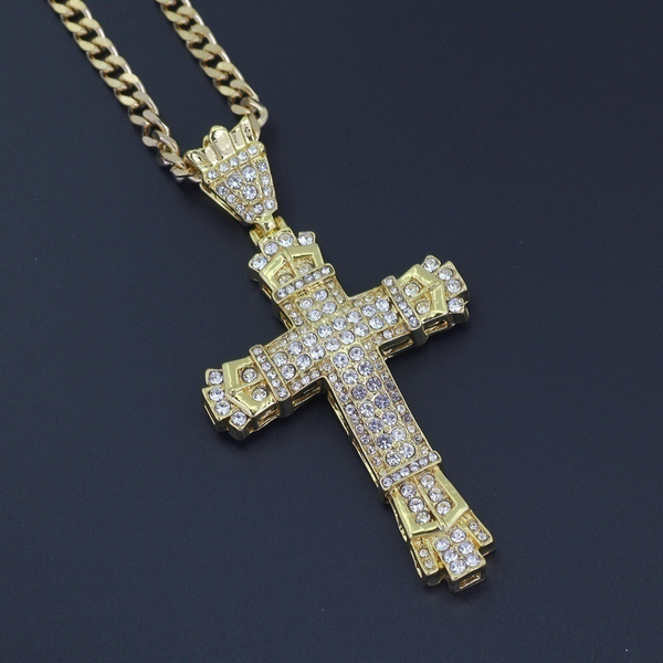 Men's Hip Hop 24K Gold Diamond Pendant 