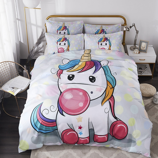 New Arrival Home Textile 3D Cute Unicorn Bedding Cover Set Kids Bedroom ...