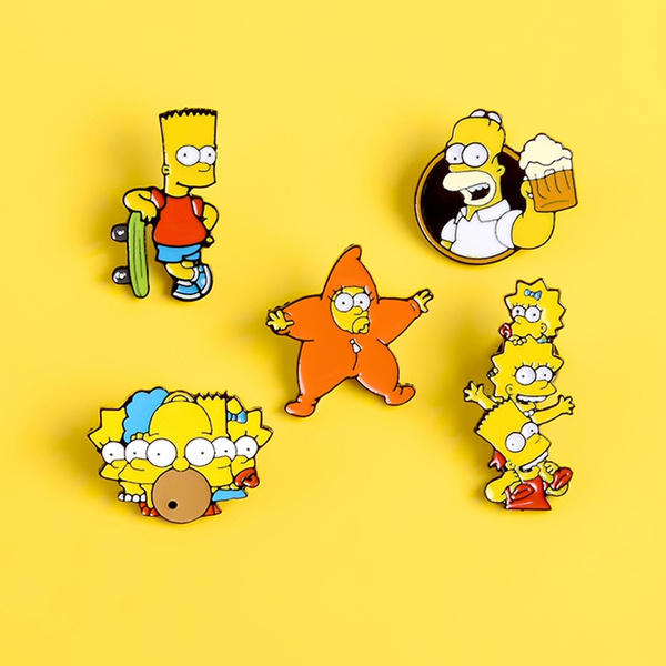 Animation Simp-son Family Pins Mr Burns Bart Simpson Marge The Simpsons  Enamel pins Lapel Badges Pin Vintage TV Show 90S Jewelry