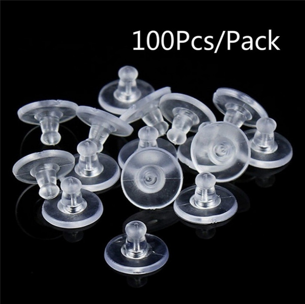 100Pcs/Set Transparent Plastic Earring Back Stopper for Jewelry