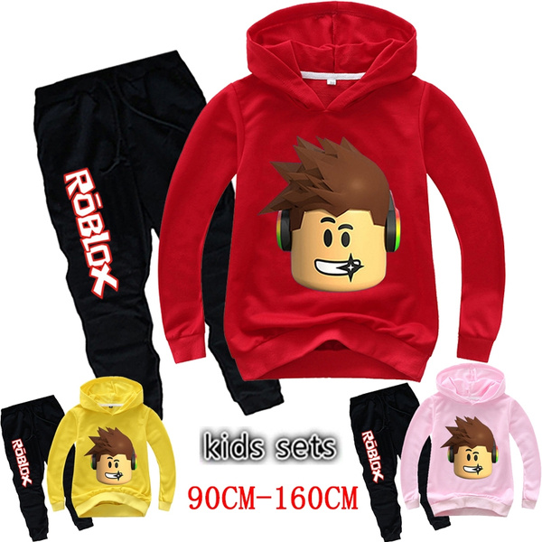New Fashion Roblox Kids Suit Roblox Hoodies Pants Hooed Sweatshirt Cartoon Cotton Suit For Children Wish - roblox red hood pants