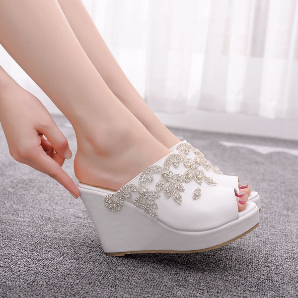 Silver platform wedge store shoes