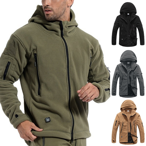 Winter Warm Men's Fashion Outdoor Tactical Hooded Fleece Jacket