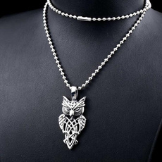 Steel, Owl, necklaces for men, punk necklace