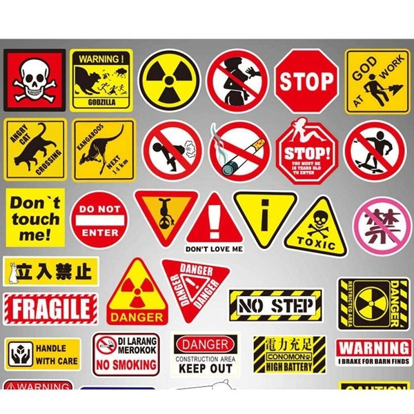 Safety signs warning stickers Children's toy sticker suitcase laptop bike  helmet car sticker