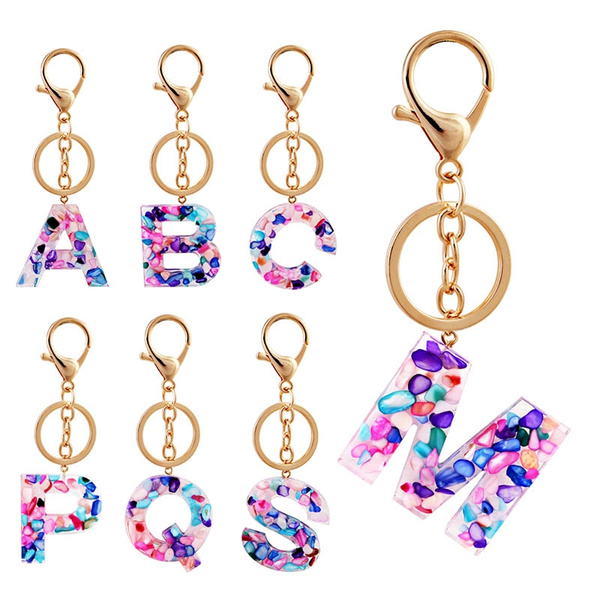 Junyuerly Letter Key Chains Accessories for Women and Girls, Gold Initial Key Ring Acetate Leopard Print Pendant for Car Keys