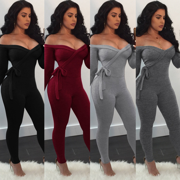 Sexy Women Jumpsuits Ladies Clothes Long Sleeve Off Shoulder