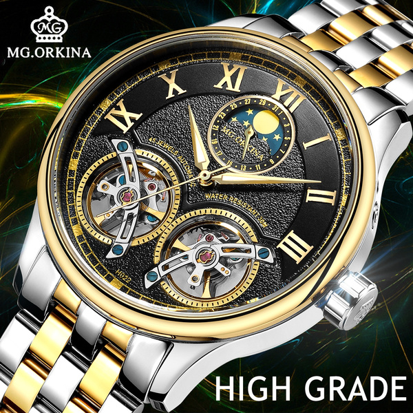 Montre Homme Luxury Automatic Watch Mens Watches Stainless Steel Business Double Tourbillon Mechanical Watches