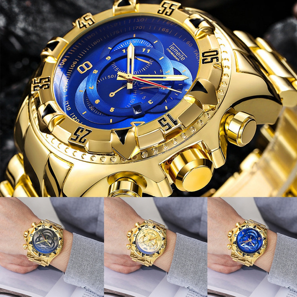 2020 Temeite Luxury Gold Watches Men Big Heavy Quartz Watch Steel Business Wristwatches Waterproof Military Watch Relojes Montre Homme