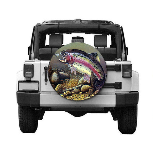 Spare Tire Cover Trout Fishing in River Universal Wheel Tire Covers for  Jeep Trailer RV SUV Truck Camper Travel Trailer Accessories (14,15,16,17  Inch)