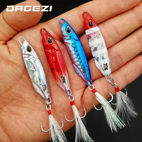 Dagezi Metal Saltwater Jigging Lead Head Hard Bait 10g 15g g 30g Laser Body Sinking Bait Hard Spoon Lure Crap Fishing Tackle Wish