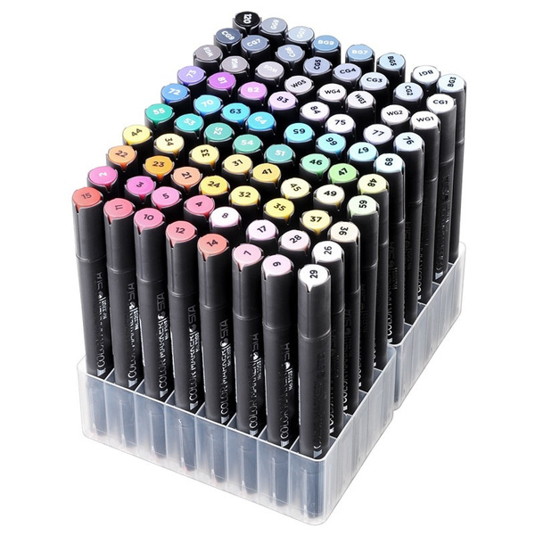 Wholesale 60 Coloured Alcohol Markers Art Drawing Manga Twin Tip Marker Pen  Set+Carry Bag+Highlight Pen Art Supplies Y200709 From Long10, $38.83