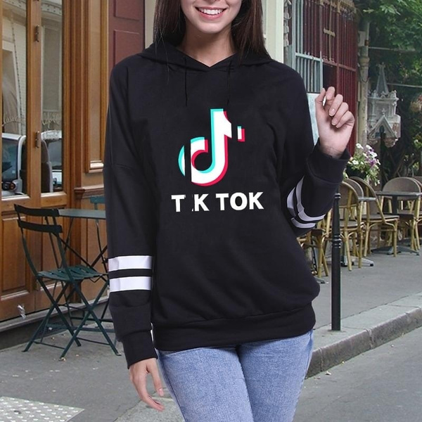 Women s New Fashion Hoodie Girl Tik Tok Hooded Pullover Casual Sweatshirt Long sleeved Tops