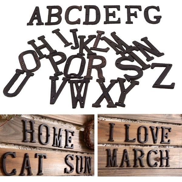 3 Vintage Decorative Cast Iron Metal Alphabet Letters Wall Sign Hanging Address Name Letter Wish - Wrought Iron Letters Home Decor