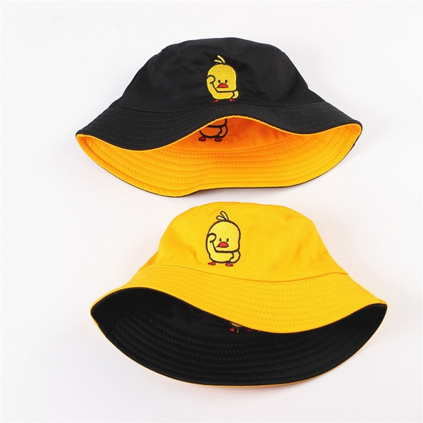 unisex casual Sun hat letter Bucket Hat men women duck Bob Hip Hop Caps  Summer Panama sad boys fold two sided beach hat