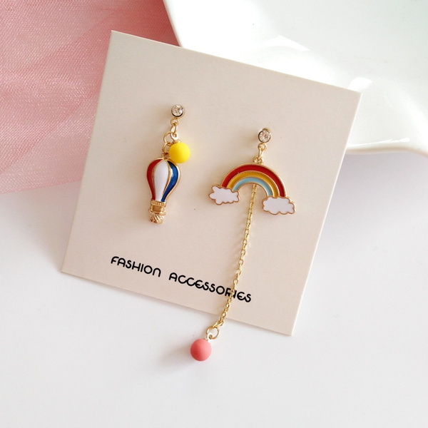 2018 Trendy Weather Cloud Stud Earrings Fashion Simple Rainbow Raindrop Hot air Balloon Umbrella Earring Party Jewelry 