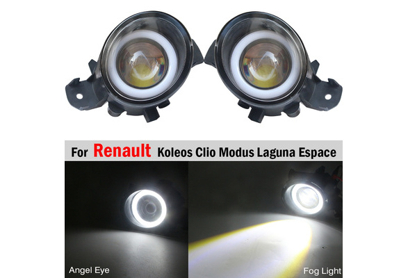 2 X Car Front Fog Light LED COB Halo Ring Angel Eye DRL Daytime Running  Lamp White 12V For Renault Koleos Laguna Clio Master Symbol Modus Espace