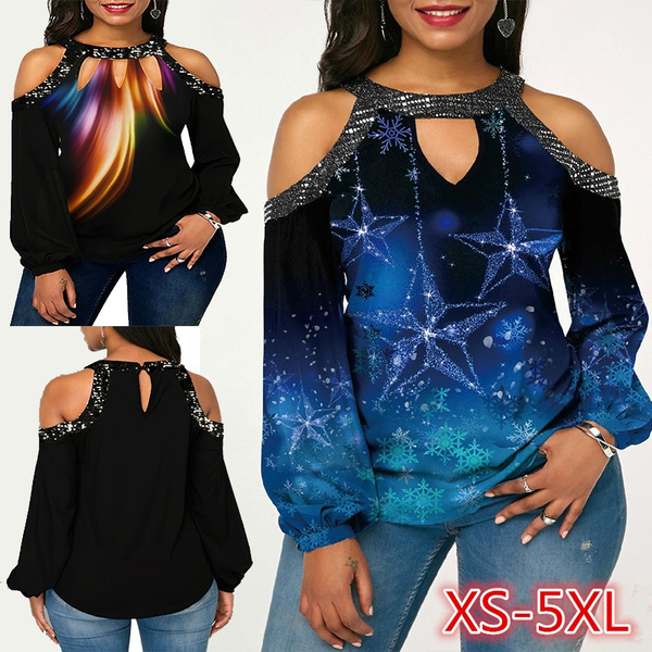 Sequin cold shoulder cheap top