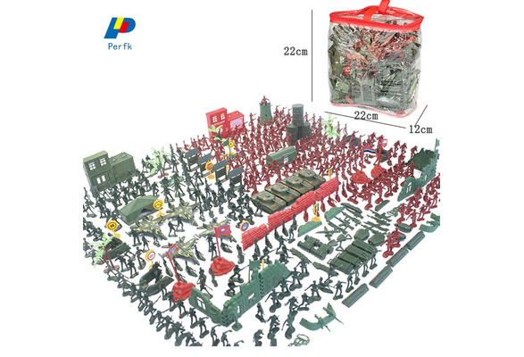 307pcs Plastic Military Base Playset Toy 4cm Soldier Army Men Figures Accs 