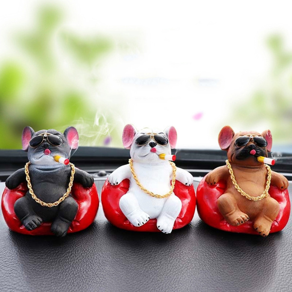 Details about   Bulldog Car Interior Ornaments Dashboard Decoration Smoke Dog Toys Auto Interior 