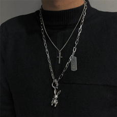 Hip Hop, sweater chain necklace, punk necklace, Cross necklace