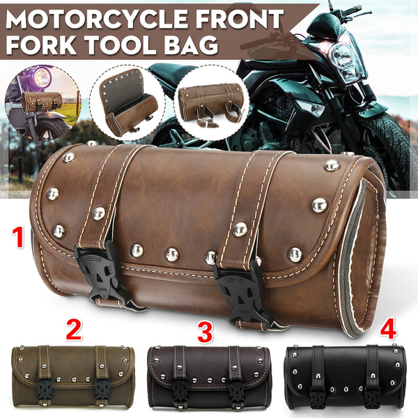 leather motorcycle front fork tool bag